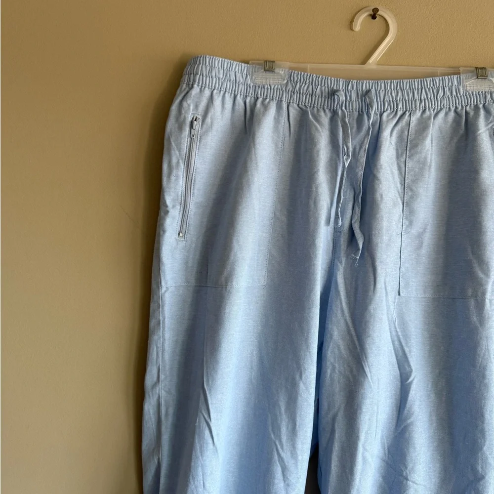 NWT Serra Blue Linen Elastic Waistband Jogger Pants - Picture 4 of 10